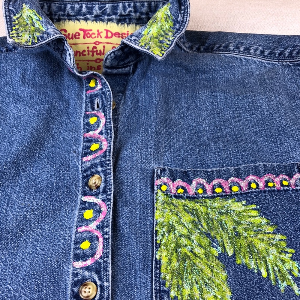 Jean Button Down Shirt, Ladies M, hand designed.